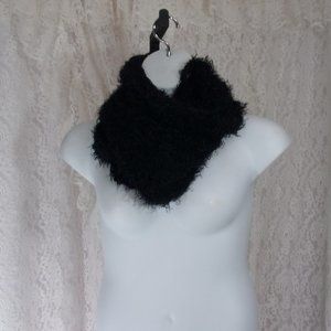 ScUnci Black Eyelash Scarf/wrap/hoodie NWOT